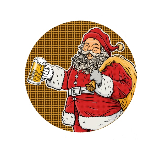 Christmas Santa Beer Drinking by Arjanaproject