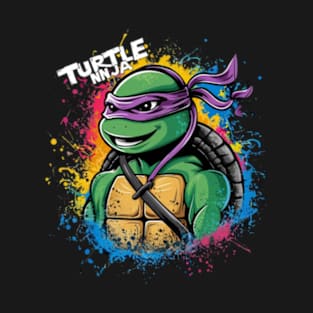 A striking and vibrant illustration of a ninja turtle, wearing a pair of sleek headphones T-Shirt