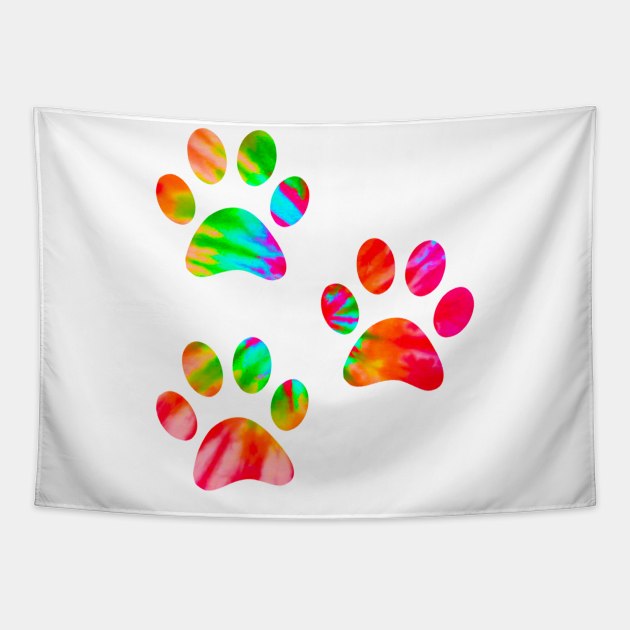 Tie Dye Paws Print Tapestry by lolosenese