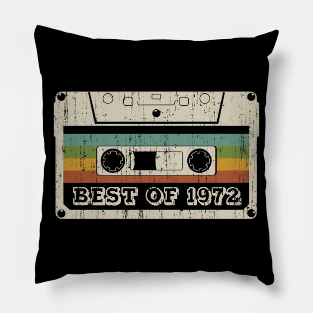 Best of 1972 Vintage Retro Cassette 48th Birthday Pillow by Tun Clothing