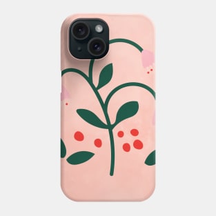 Aesthetic Pink Flower Print, Botanical Modern, Minimalist Phone Case