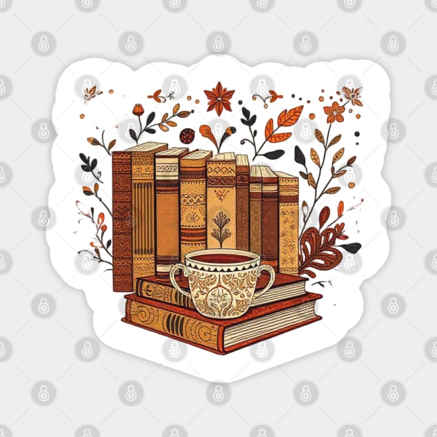 Vintage Books & Espresso Vibes Magnet by SR8891