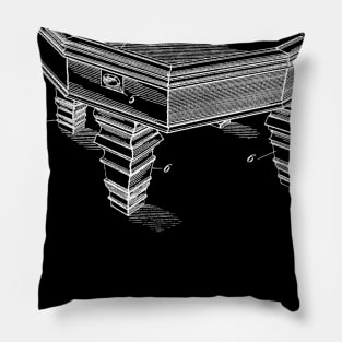 Pool Table Vintage Patent Hand Drawing Pillow