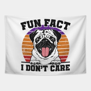 Retro Sunset Fun Fact I Don't Care Funny Bulldog Tapestry