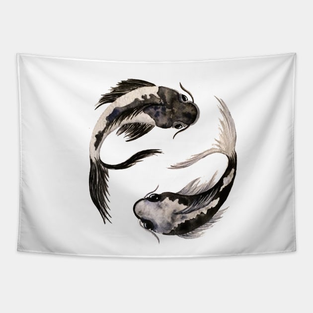 Yin yang koi Tapestry by laurakfinnegan