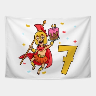 I am 7 with Spartan - kids birthday 7 years old Tapestry