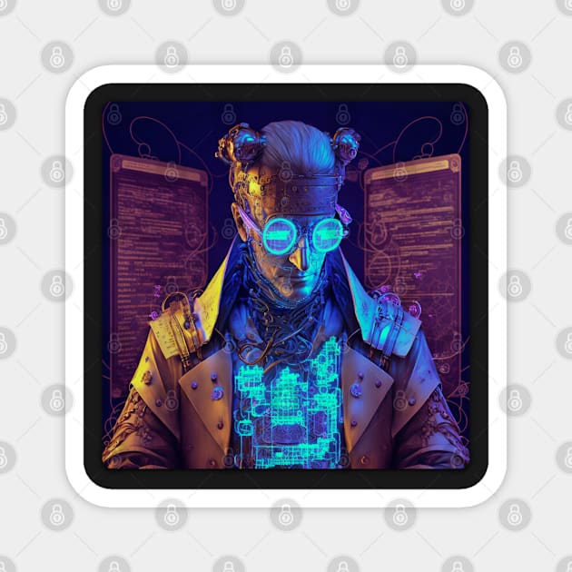 Steampunk Coder - V4 - A fusion of old and new technology Magnet by SMCLN