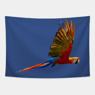 Blue and Red Macaw in flight Tapestry