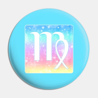 Virgo Horoscope Zodiac Unicorn Sparkle Square Monogram Pin