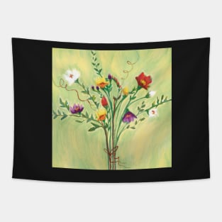 Lemon Floral Meadow Freesias Tapestry