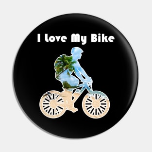 I Love My Bike / Biking T shirt & Mask for Biking Lovers Pin