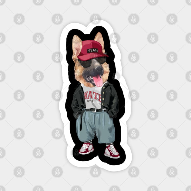 German Shepherd Dog - Hip Hop Style Magnet by obodo