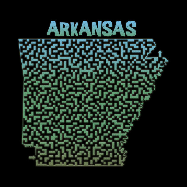 Arkansas State Outline Colorful Maze & Labyrinth - Arkansas - Phone Case