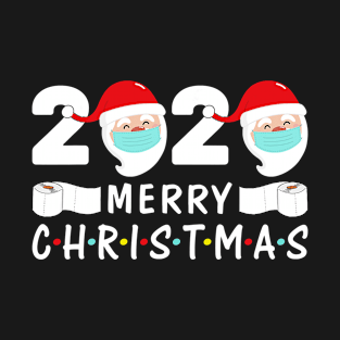 Merry Christmas 2020 Quarantine Christmas Santa Face Mask T-Shirt