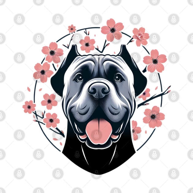 Cane Corso Revels in Spring's Cherry Blossoms Splendor by ArtRUs