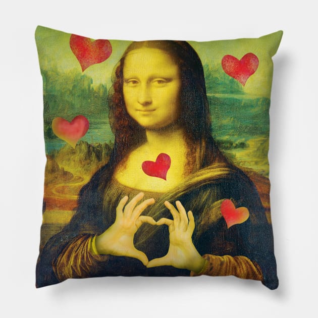 Mona Lisa Valentine Love Pillow by ArticArtac