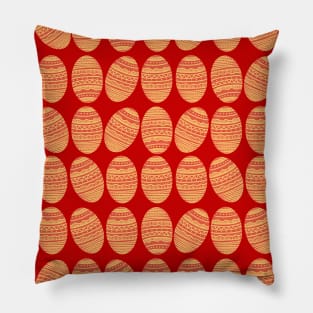 The red and yellow decorated easter egg pattern, version 5 Pillow