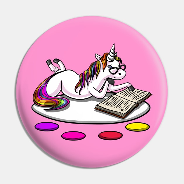 Unicorn Reading Book Pin by underheaven