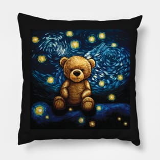 Cute Teddy bear with Stars at Night Pillow