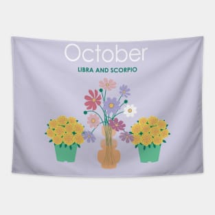 October Birth Flowers Tapestry