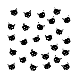 Cat Pattern Black T-Shirt