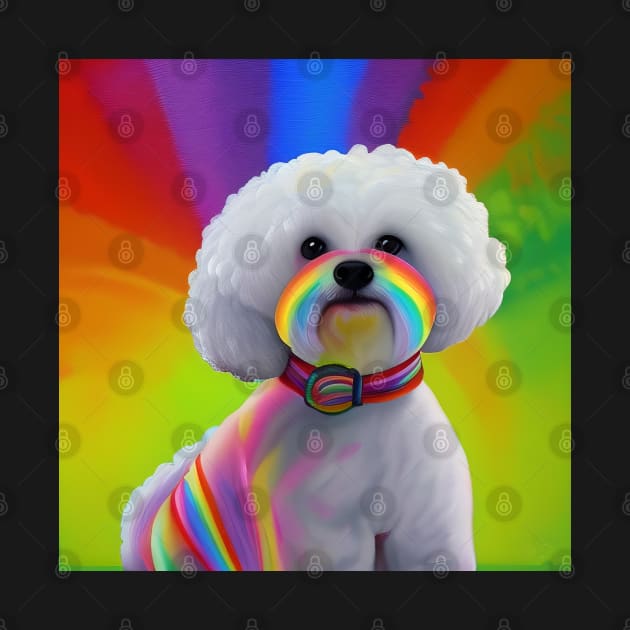 Bichon Frise Dog Rainbow Painting by KayBee Gift Shop