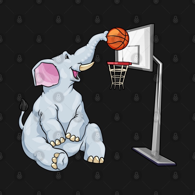 Elephant as basketball player with basketball by Markus Schnabel