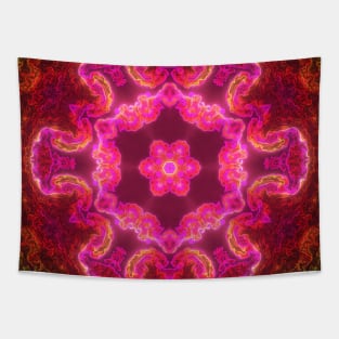 Psychedelic Kaleidoscope Flower Pink Red and Green Tapestry