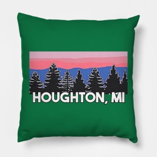 Yooper Life Houghton MI Blush Sunset Pine Tree Sunset T-Shirt T-Shirt Pillow