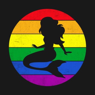 Mermaid Pride Flag LGBT Gay Lesbian Sunset T-Shirt