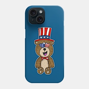 4th July Bear American Flag Cuddly Toy Funny Phone Case