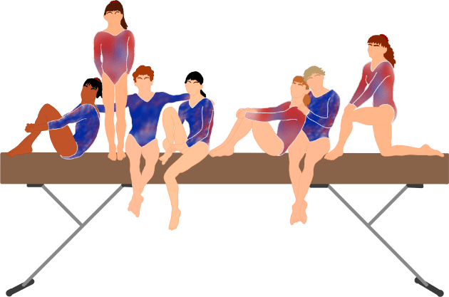 The Magnificent Seven Gymnasts 1996 Atlanta Kids T-Shirt by GrellenDraws