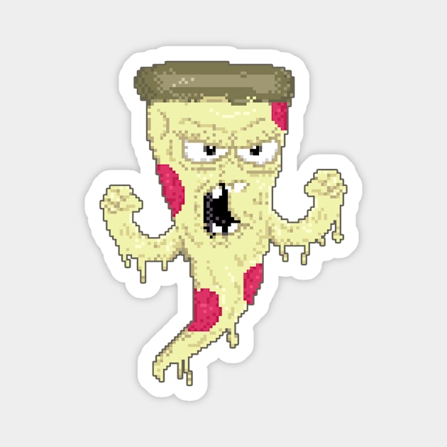 Angry 8bit Pizza Magnet by NamelessPC