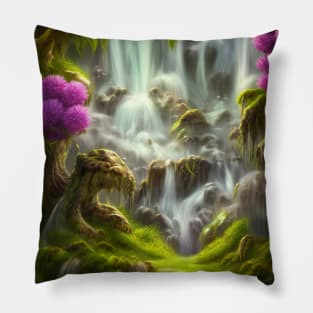 Waterfall in fluffworld Pillow