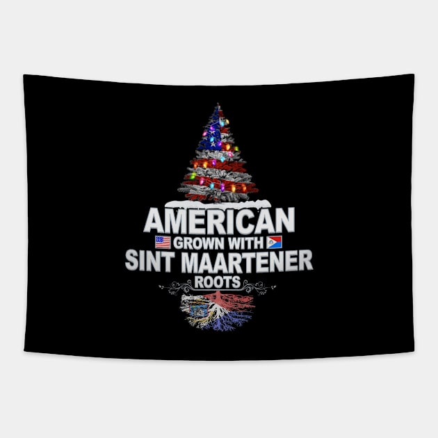 Christmas Tree  American Grown With Sint Maartener Roots - Gift for Sint Maartener From Sint Maarten Tapestry by Country Flags