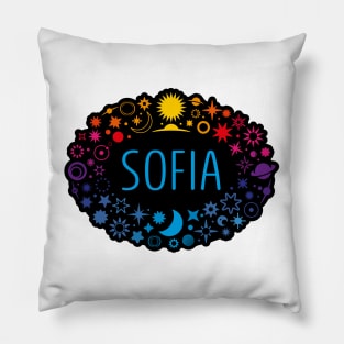 Sofia name surrounded by space Pillow