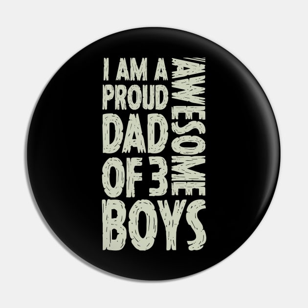 Dad of 3 Boys Funny Dad Gift From Son Present For Fathers Day Pin by Tesszero
