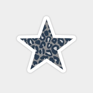 Textured Grey and Blue Coloured Leopard Print Star Magnet