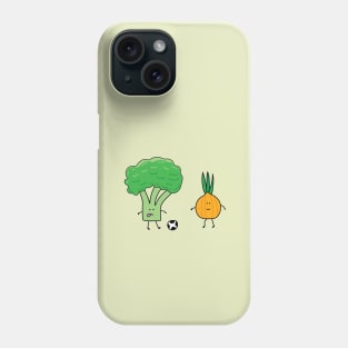 funny cute vegetables broccoli and onion playing soccer Phone Case