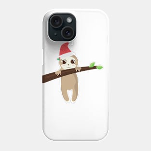 Adorable Sloth & Christmas Hat Phone Case