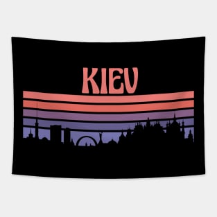 Kiev City Skyline Sunset Tapestry