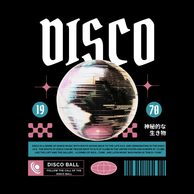 DISCO  - Grainy Mirror Ball  (white/pink/teal) by DISCOTHREADZ 