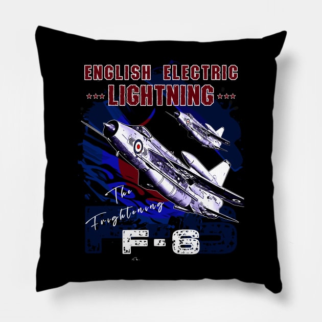 English Electric Lightning F-6 British Vintage Fighter Jet Pillow by aeroloversclothing