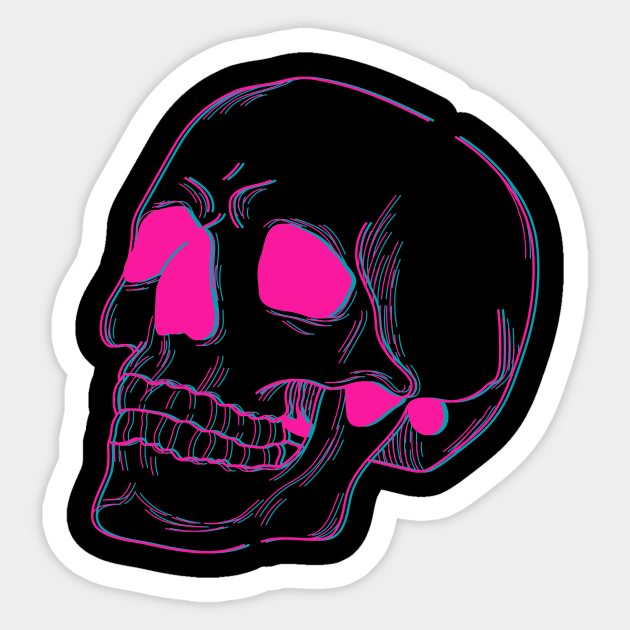 Skull in Pink and Blue - Skull Art Design - Sticker | TeePublic