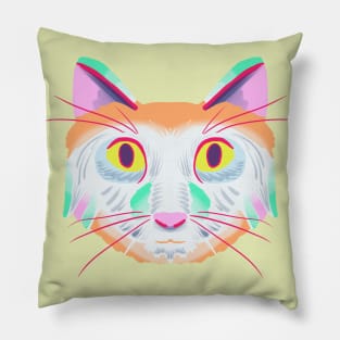 Cat Head Art Version 1 (pastel scheme) Pillow
