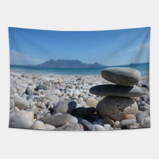 Blouberg Beach Table Mountain Stacked Rocks Tapestry