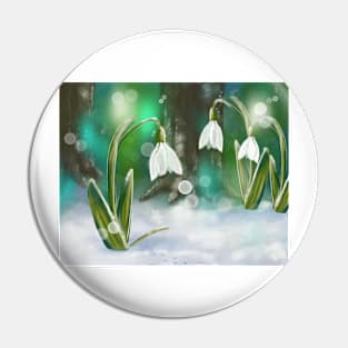 Snowdrops with Fairy Footprints Pin