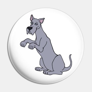 Gray Begging Great Dane Dog Pin