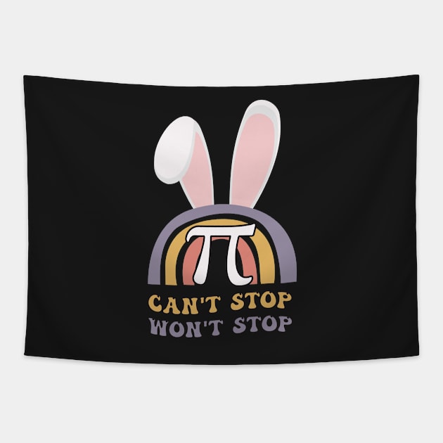 Funny Mathematics Can't Stop Pi Won't Stop Bunny Easter Tapestry by WassilArt