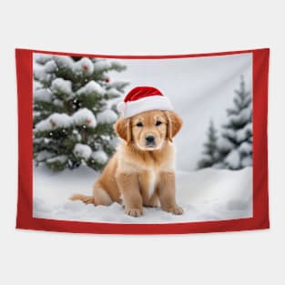 Cute lab puppy in the snow Tapestry